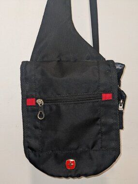 Swiss Gear Unisex Adjustable Crossbody Travel Bag Black and Red
